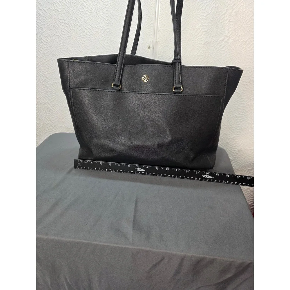 Tory Burch Robinson Tote Bag Women L Black Good Saffiano Leather Shoulder Bag
